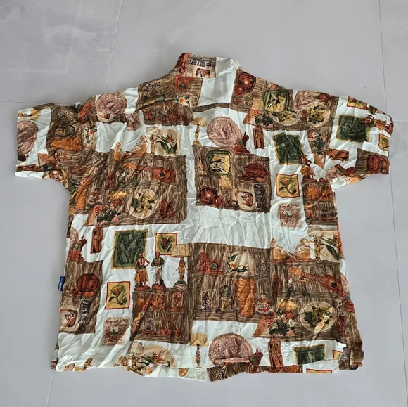 Vintage-Inspired Pacific Blue Graphic Hawaiian Button-Down Shirt - XXL - Picture 5 of 5